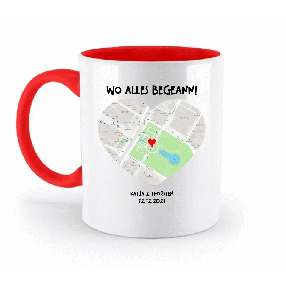 Karten-Generator mit echtem Ort und deinem Text • Karte • Maps • zweifarbige Tasse • Exklusivdesign • personalisiert