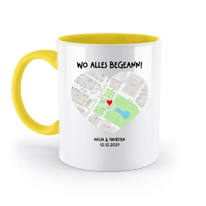 Karten-Generator mit echtem Ort und deinem Text • Karte • Maps • zweifarbige Tasse • Exklusivdesign • personalisiert