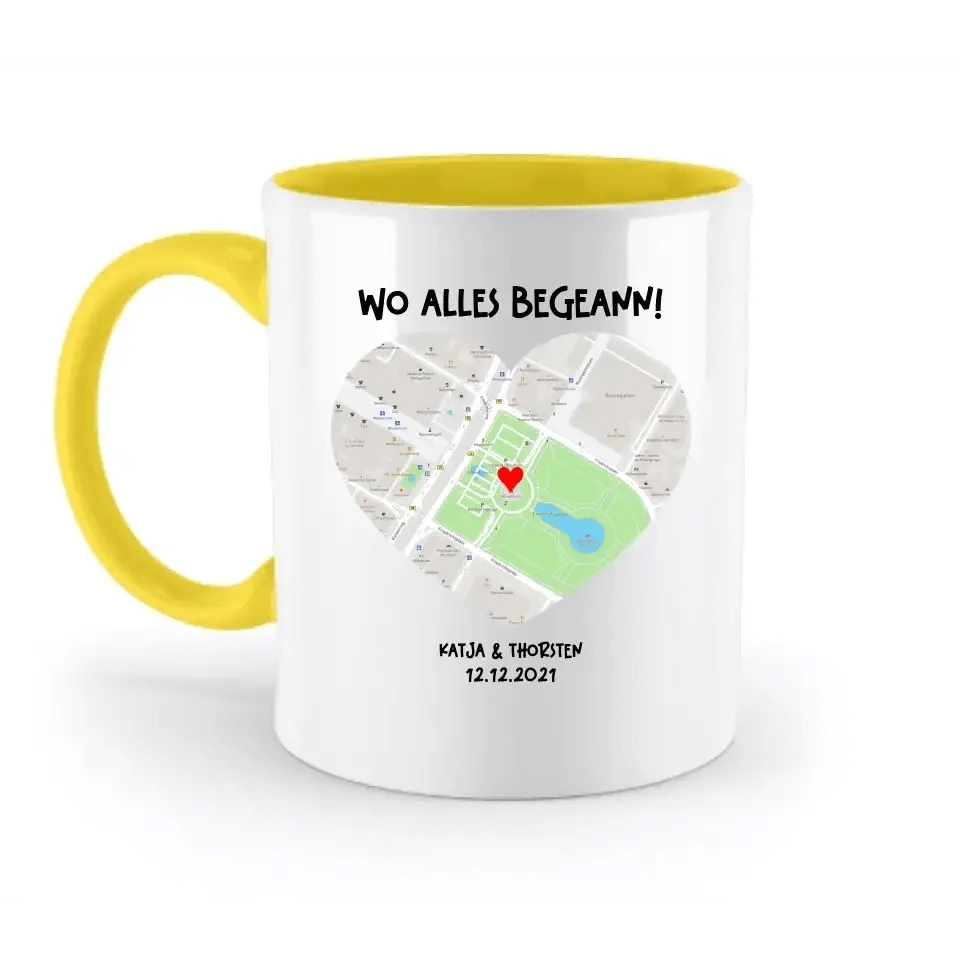 Karten-Generator mit echtem Ort und deinem Text • Karte • Maps • zweifarbige Tasse • Exklusivdesign • personalisiert