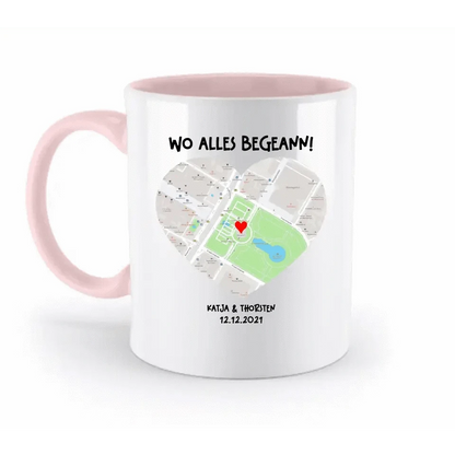 Karten-Generator mit echtem Ort und deinem Text • Karte • Maps • zweifarbige Tasse • Exklusivdesign • personalisiert