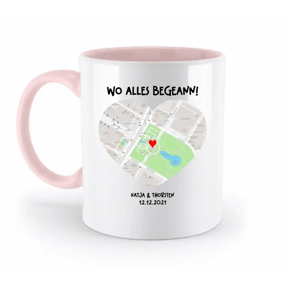 Karten-Generator mit echtem Ort und deinem Text • Karte • Maps • zweifarbige Tasse • Exklusivdesign • personalisiert