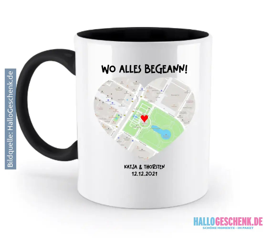 Karten-Generator mit echtem Ort und deinem Text • Karte • Maps • zweifarbige Tasse • Exklusivdesign • personalisiert