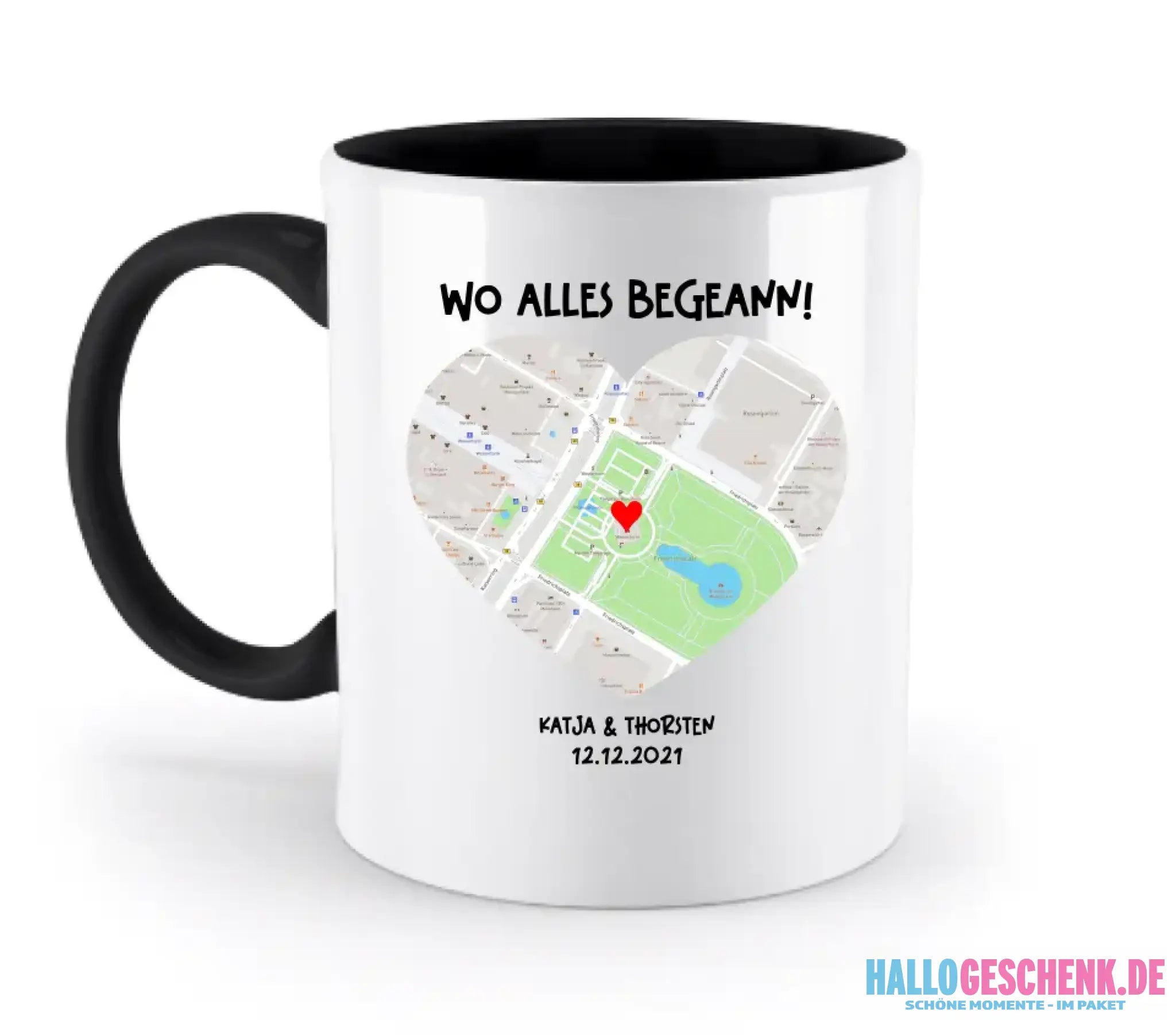 Karten-Generator mit echtem Ort und deinem Text • Karte • Maps • zweifarbige Tasse • Exklusivdesign • personalisiert