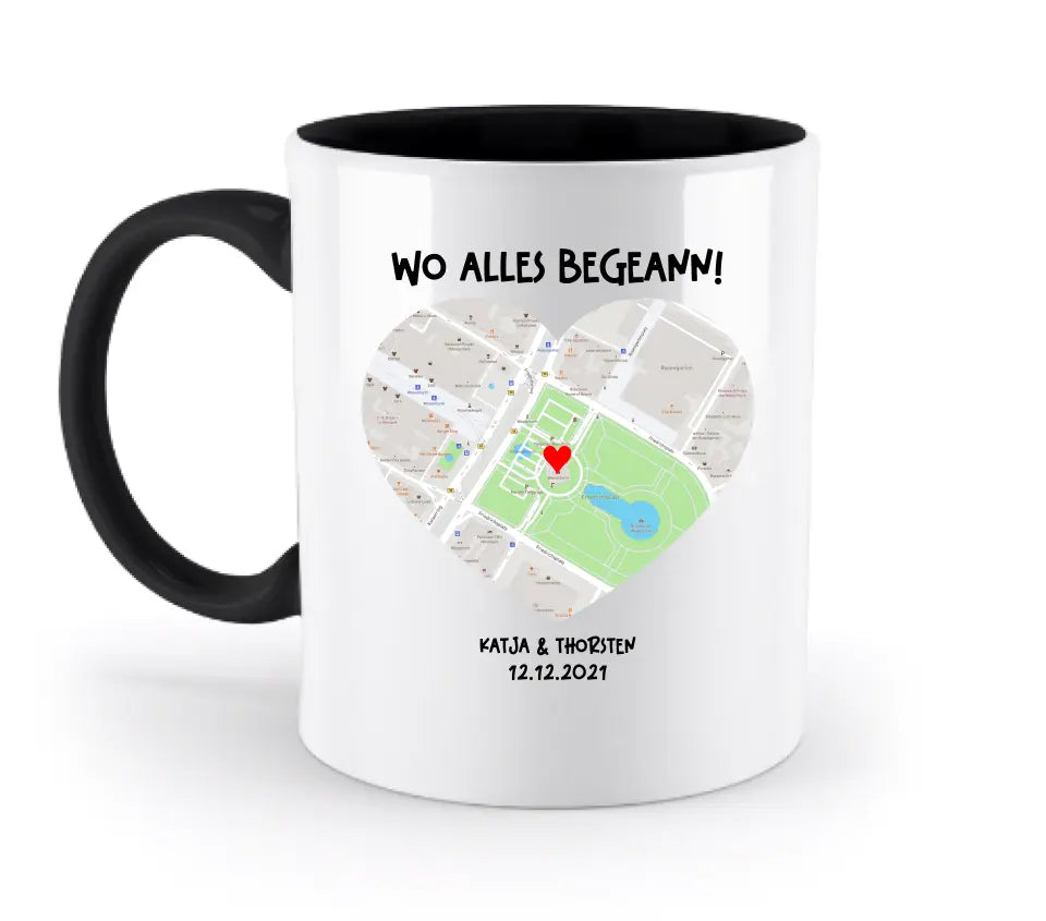 Karten-Generator mit echtem Ort und deinem Text • Karte • Maps • zweifarbige Tasse  • Exklusivdesign • personalisiert