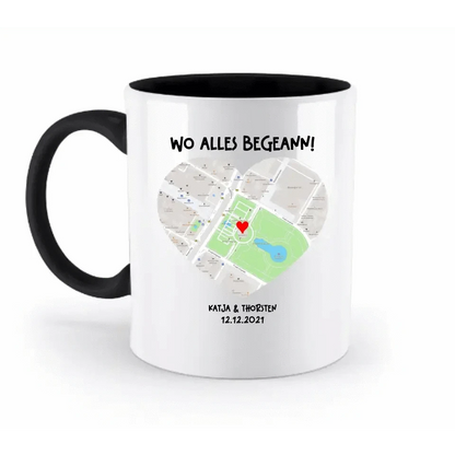 Karten-Generator mit echtem Ort und deinem Text • Karte • Maps • zweifarbige Tasse • Exklusivdesign • personalisiert