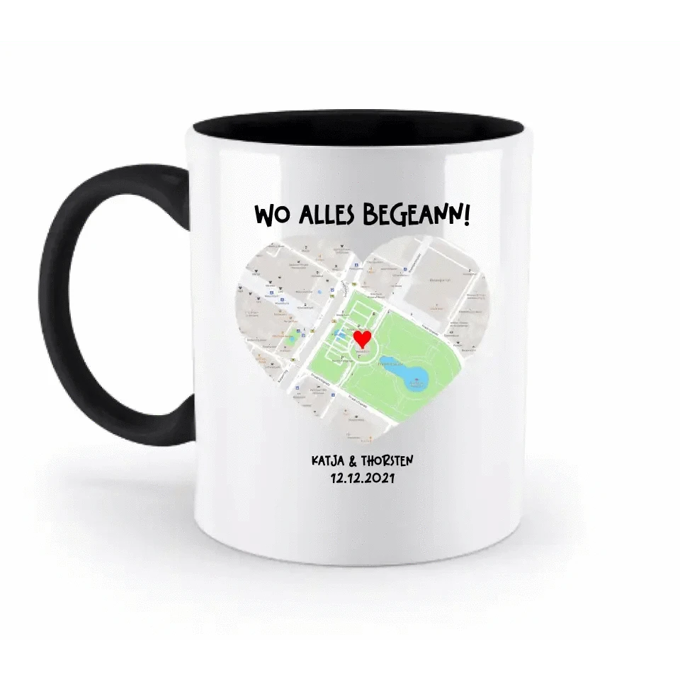 Karten-Generator mit echtem Ort und deinem Text • Karte • Maps • zweifarbige Tasse • Exklusivdesign • personalisiert