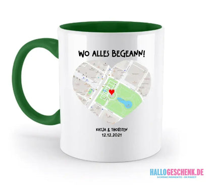 Karten-Generator mit echtem Ort und deinem Text • Karte • Maps • zweifarbige Tasse • Exklusivdesign • personalisiert