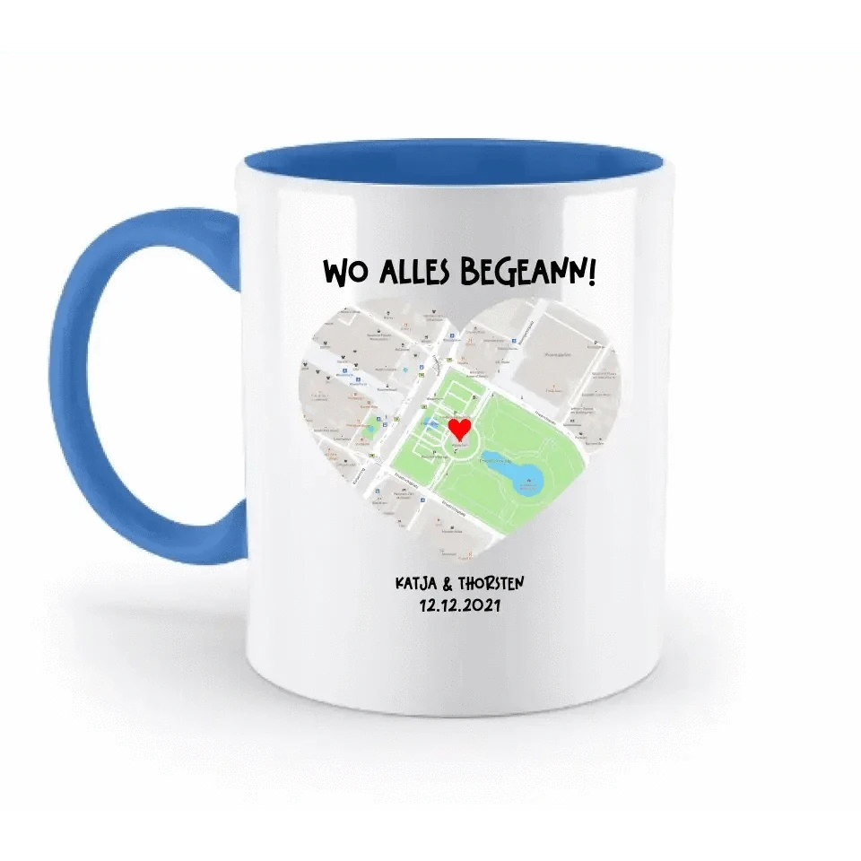 Karten-Generator mit echtem Ort und deinem Text • Karte • Maps • zweifarbige Tasse • Exklusivdesign • personalisiert