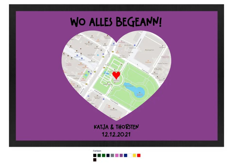 Karten - Generator mit echtem Ort und deinem Text • Karte • Maps • Fußmatte • Exklusivdesign • personalisiert von HalloGeschenk.de