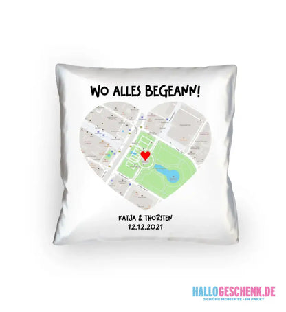 Karten-Generator mit echtem Ort und deinem Text • Karte • Maps • Kissen 40x40 cm • personalisiert - Kissen 40x40 cm