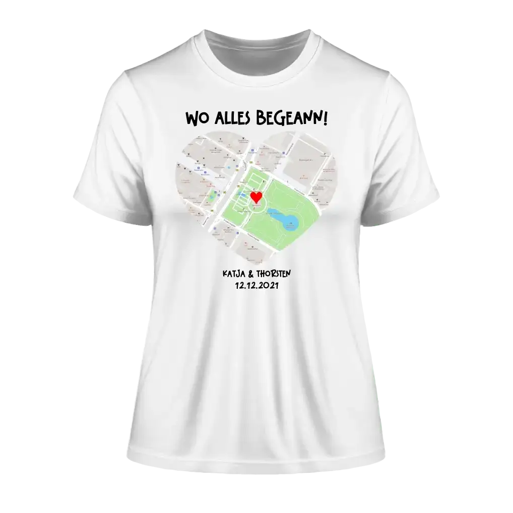 Karten-Generator mit echtem Ort und deinem Text • Karte • Maps • Ladies Premium T-Shirt XS-2XL aus Bio-Baumwolle für Damen • Exklusivdesign • personalisiert