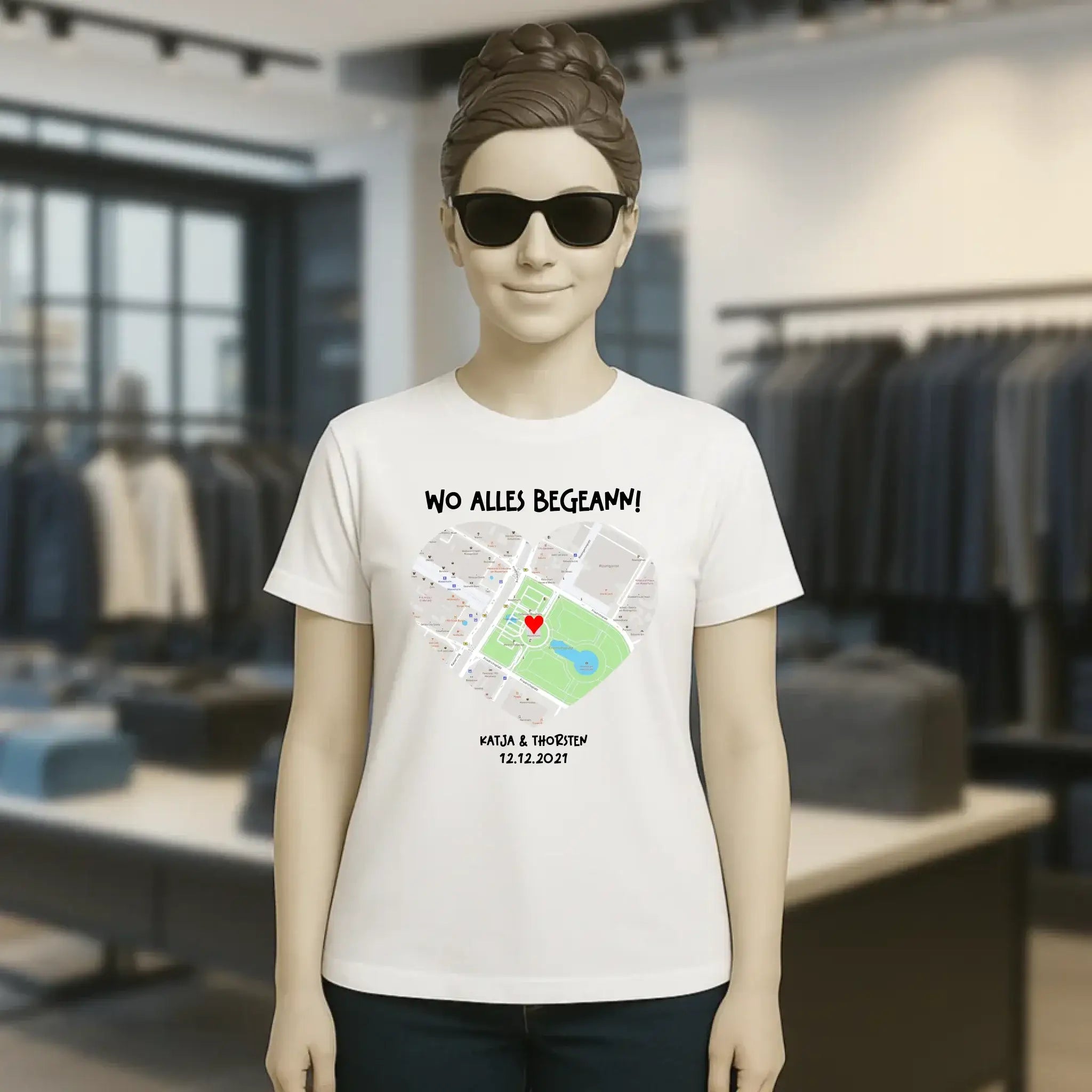 Karten-Generator mit echtem Ort und deinem Text • Karte • Maps • Ladies Premium T-Shirt XS-2XL aus Bio-Baumwolle für Damen • Exklusivdesign • personalisiert