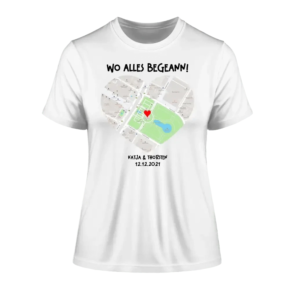 Karten-Generator mit echtem Ort und deinem Text • Karte • Maps • Ladies Premium T-Shirt XS-2XL aus Bio-Baumwolle für Damen • Exklusivdesign • personalisiert