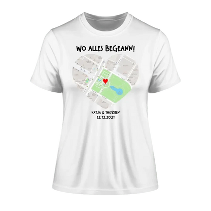 Karten-Generator mit echtem Ort und deinem Text • Karte • Maps • Ladies Premium T-Shirt XS-2XL aus Bio-Baumwolle für Damen • Exklusivdesign • personalisiert