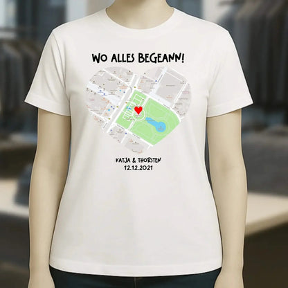 Karten-Generator mit echtem Ort und deinem Text • Karte • Maps • Ladies Premium T-Shirt XS-2XL aus Bio-Baumwolle für Damen • Exklusivdesign • personalisiert