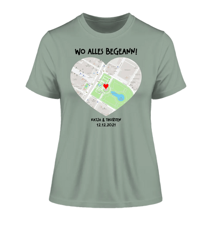 Karten - Generator mit echtem Ort und deinem Text • Karte • Maps • Ladies Premium T-Shirt XS - 2XL aus Bio - Baumwolle für Damen • Exklusivdesign • personalisiert von HalloGeschenk.de