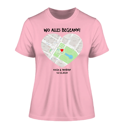 Karten - Generator mit echtem Ort und deinem Text • Karte • Maps • Ladies Premium T-Shirt XS - 2XL aus Bio - Baumwolle für Damen • Exklusivdesign • personalisiert von HalloGeschenk.de