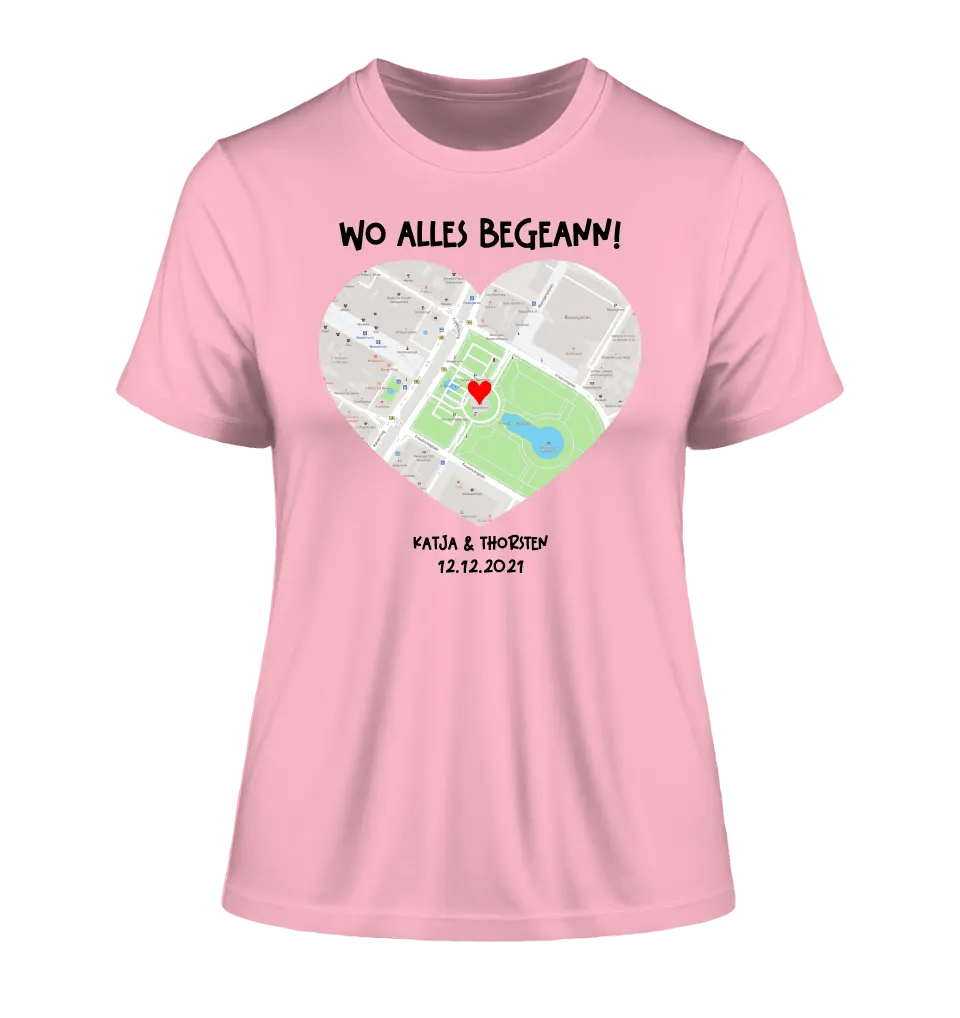 Karten - Generator mit echtem Ort und deinem Text • Karte • Maps • Ladies Premium T-Shirt XS - 2XL aus Bio - Baumwolle für Damen • Exklusivdesign • personalisiert von HalloGeschenk.de