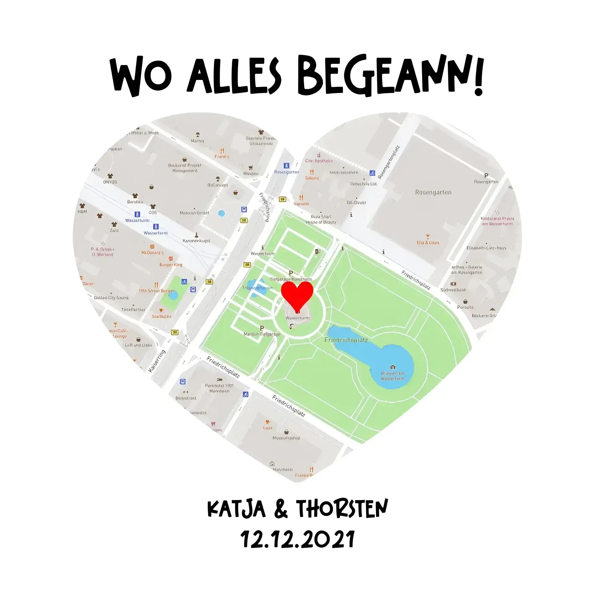 Karten-Generator mit echtem Ort und deinem Text • Karte • Maps • STICKER 20x20cm (Aufkleber) personalisiert - White