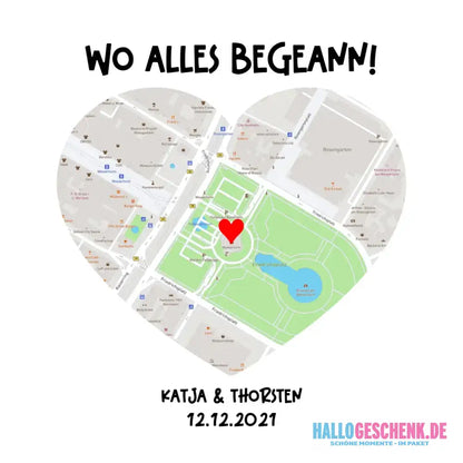 Karten-Generator mit echtem Ort und deinem Text • Karte • Maps • STICKER 20x20cm (Aufkleber) personalisiert - White