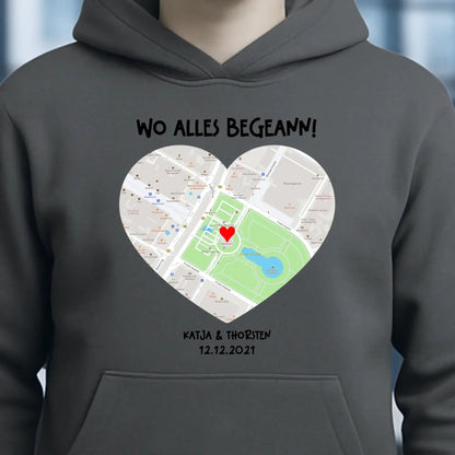 Karten-Generator mit echtem Ort und deinem Text • Karte • Maps • Unisex Premium Hoodie XS-5XL aus Bio-Baumwolle für Damen & Herren • Exklusivdesign • personalisiert