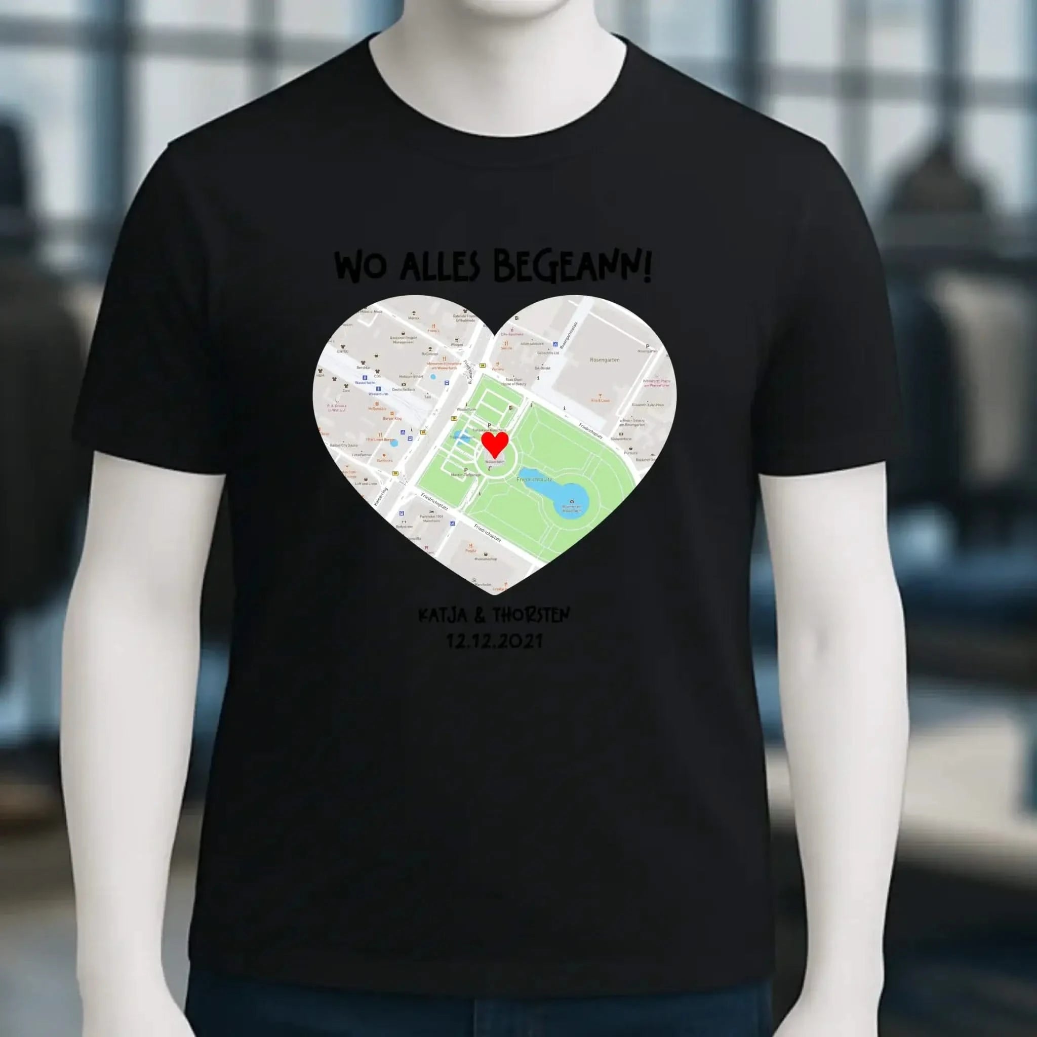 Karten-Generator mit echtem Ort und deinem Text • Karte • Maps • Unisex Premium T-Shirt XS-5XL aus Bio-Baumwolle für Damen & Herren • Exklusivdesign • personalisiert