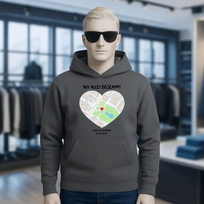 Karten-Generator mit echtem Ort und deinem Text • Karte • Maps • Unisex Premium Hoodie XS-5XL aus Bio-Baumwolle für Damen & Herren • Exklusivdesign • personalisiert