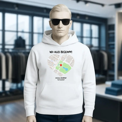 Karten-Generator mit echtem Ort und deinem Text • Karte • Maps • Unisex Premium Hoodie XS-5XL aus Bio-Baumwolle für Damen & Herren • Exklusivdesign • personalisiert