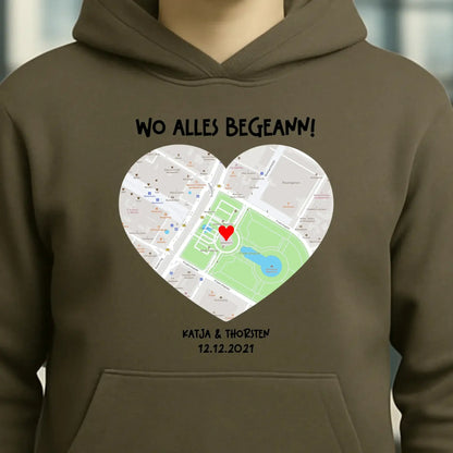Karten-Generator mit echtem Ort und deinem Text • Karte • Maps • Unisex Premium Hoodie XS-5XL aus Bio-Baumwolle für Damen & Herren • Exklusivdesign • personalisiert