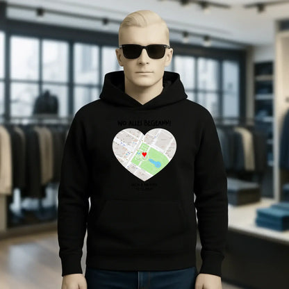 Karten-Generator mit echtem Ort und deinem Text • Karte • Maps • Unisex Premium Hoodie XS-5XL aus Bio-Baumwolle für Damen & Herren • Exklusivdesign • personalisiert