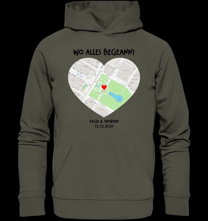 Karten-Generator mit echtem Ort und deinem Text • Karte • Maps • Unisex Premium Hoodie XS-5XL aus Bio-Baumwolle für Damen & Herren • Exklusivdesign • personalisiert