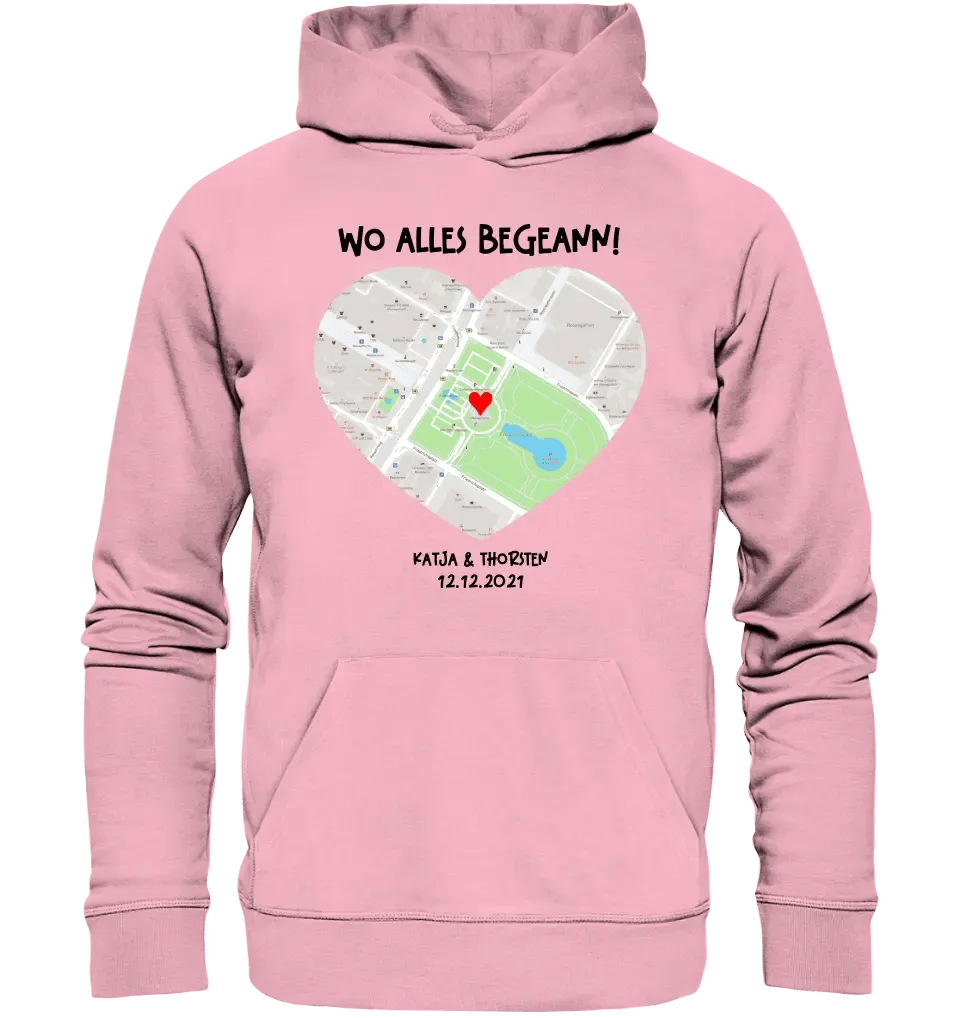 Karten - Generator mit echtem Ort und deinem Text • Karte • Maps • Unisex Premium Hoodie XS - 5XL aus Bio - Baumwolle für Damen & Herren • Exklusivdesign • personalisiert von HalloGeschenk.de