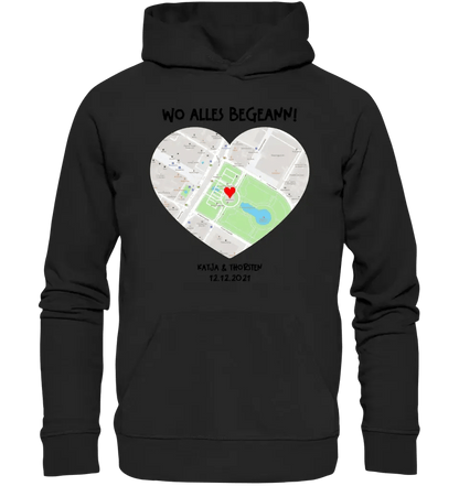 Karten - Generator mit echtem Ort und deinem Text • Karte • Maps • Unisex Premium Hoodie XS - 5XL aus Bio - Baumwolle für Damen & Herren • Exklusivdesign • personalisiert von HalloGeschenk.de