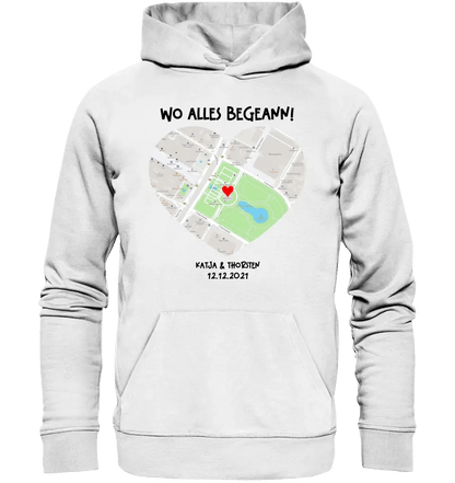 Karten - Generator mit echtem Ort und deinem Text • Karte • Maps • Unisex Premium Hoodie XS - 5XL aus Bio - Baumwolle für Damen & Herren • Exklusivdesign • personalisiert von HalloGeschenk.de