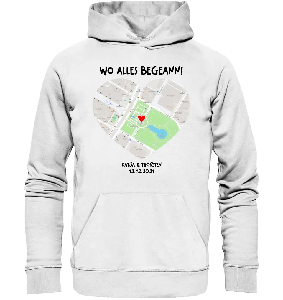 Karten-Generator mit echtem Ort und deinem Text • Karte • Maps • Unisex Premium Hoodie XS-5XL aus Bio-Baumwolle für Damen & Herren • Exklusivdesign • personalisiert