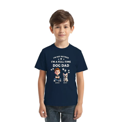 Navyblaues baumwoll tshirt mit weißen prints katzen mama papa design personalisiert mit george und bonny cartoonfiguren
