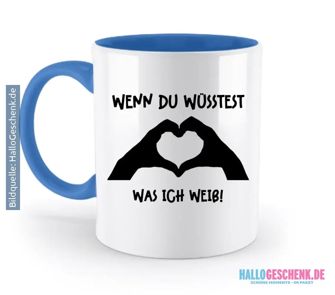 Keine Frage, ich liebe Dich auch! • Hände • personalisierter Text • zweifarbige Tasse 330ml mit farbigem Innendruck spülmaschinengeeignet