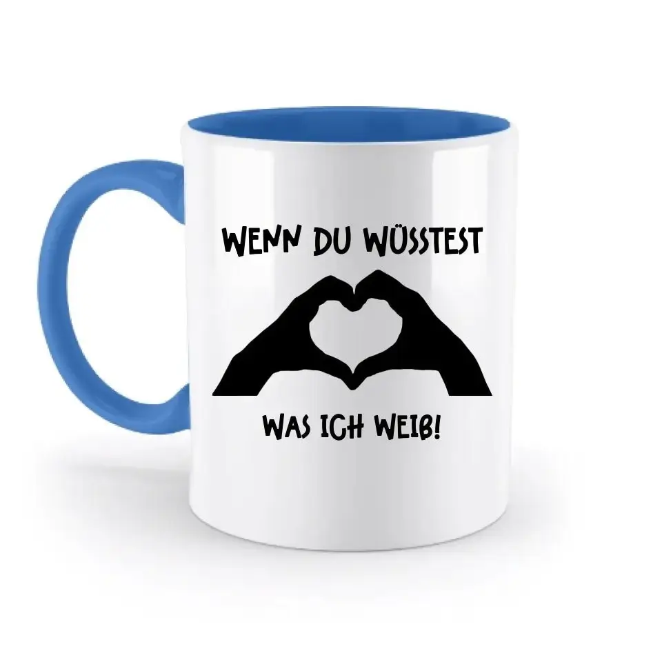 Keine Frage, ich liebe Dich auch! • Hände • personalisierter Text • zweifarbige Tasse 330ml mit farbigem Innendruck spülmaschinengeeignet