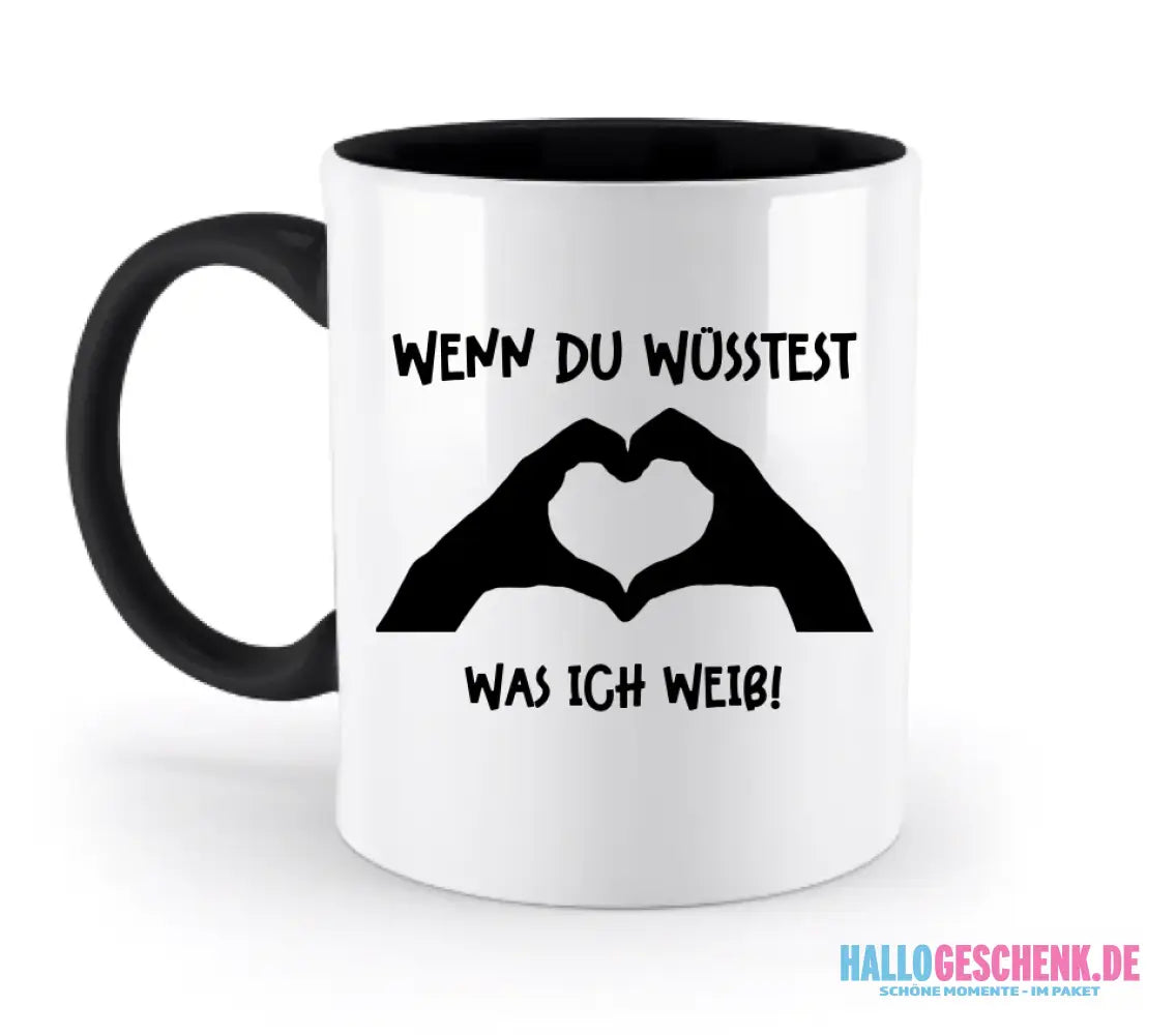 Keine Frage, ich liebe Dich auch! • Hände • personalisierter Text • zweifarbige Tasse 330ml mit farbigem Innendruck spülmaschinengeeignet