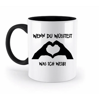 Keine Frage, ich liebe Dich auch! • Hände • personalisierter Text • zweifarbige Tasse 330ml mit farbigem Innendruck spülmaschinengeeignet
