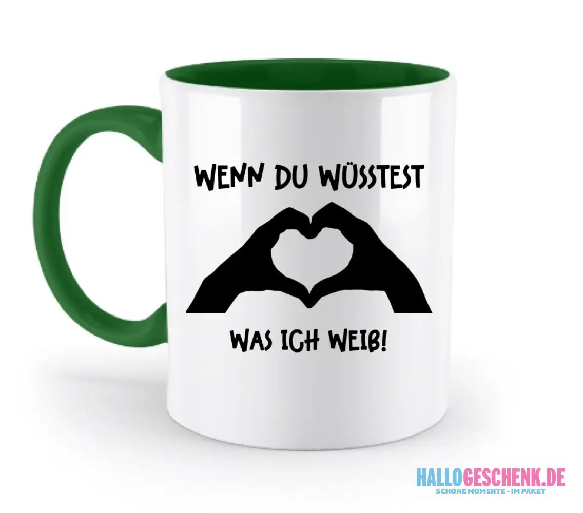 Keine Frage, ich liebe Dich auch! • Hände • personalisierter Text • zweifarbige Tasse 330ml mit farbigem Innendruck spülmaschinengeeignet