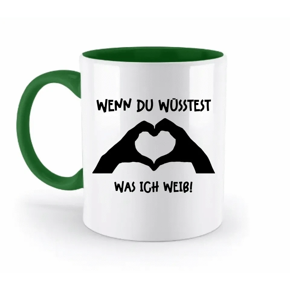 Keine Frage, ich liebe Dich auch! • Hände • personalisierter Text • zweifarbige Tasse 330ml mit farbigem Innendruck spülmaschinengeeignet
