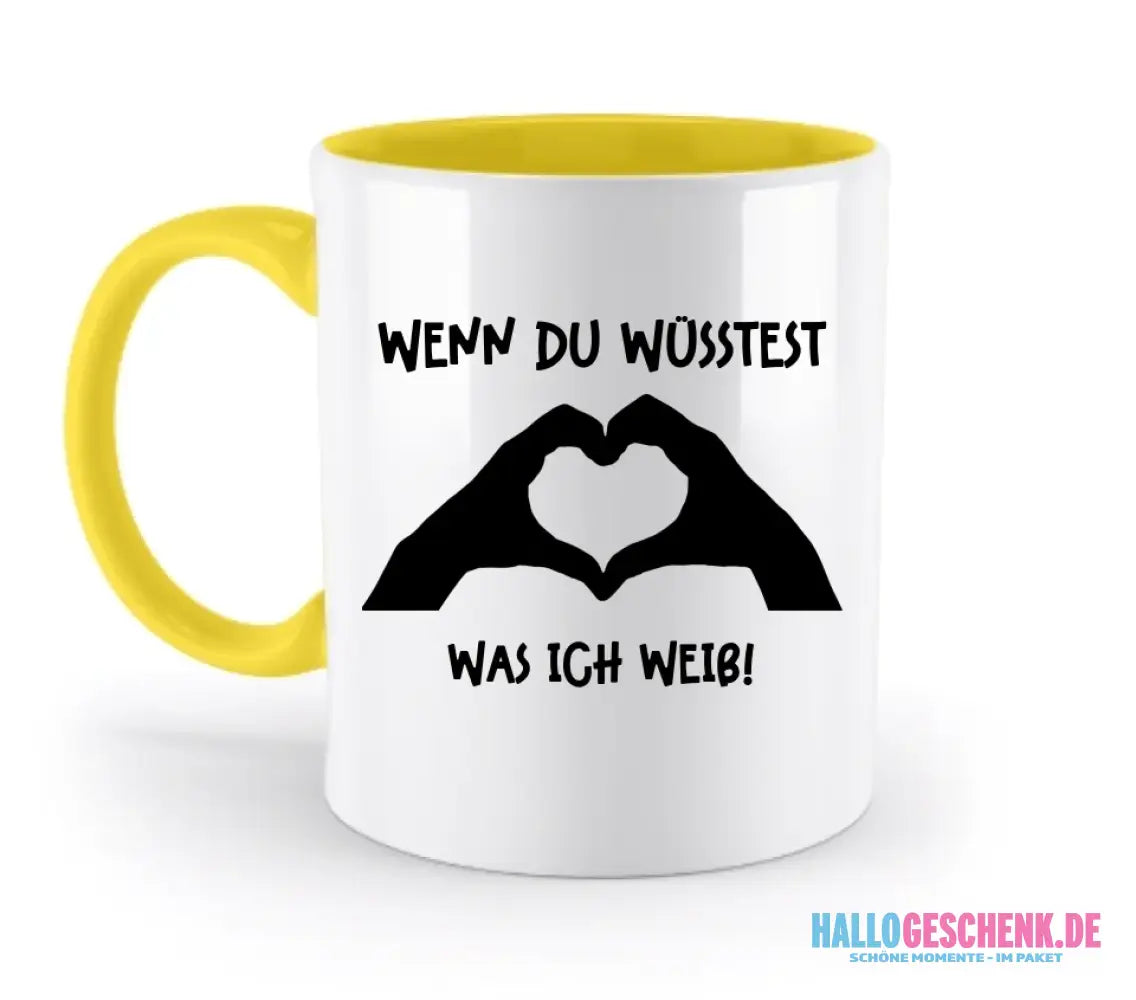 Keine Frage, ich liebe Dich auch! • Hände • personalisierter Text • zweifarbige Tasse 330ml mit farbigem Innendruck spülmaschinengeeignet