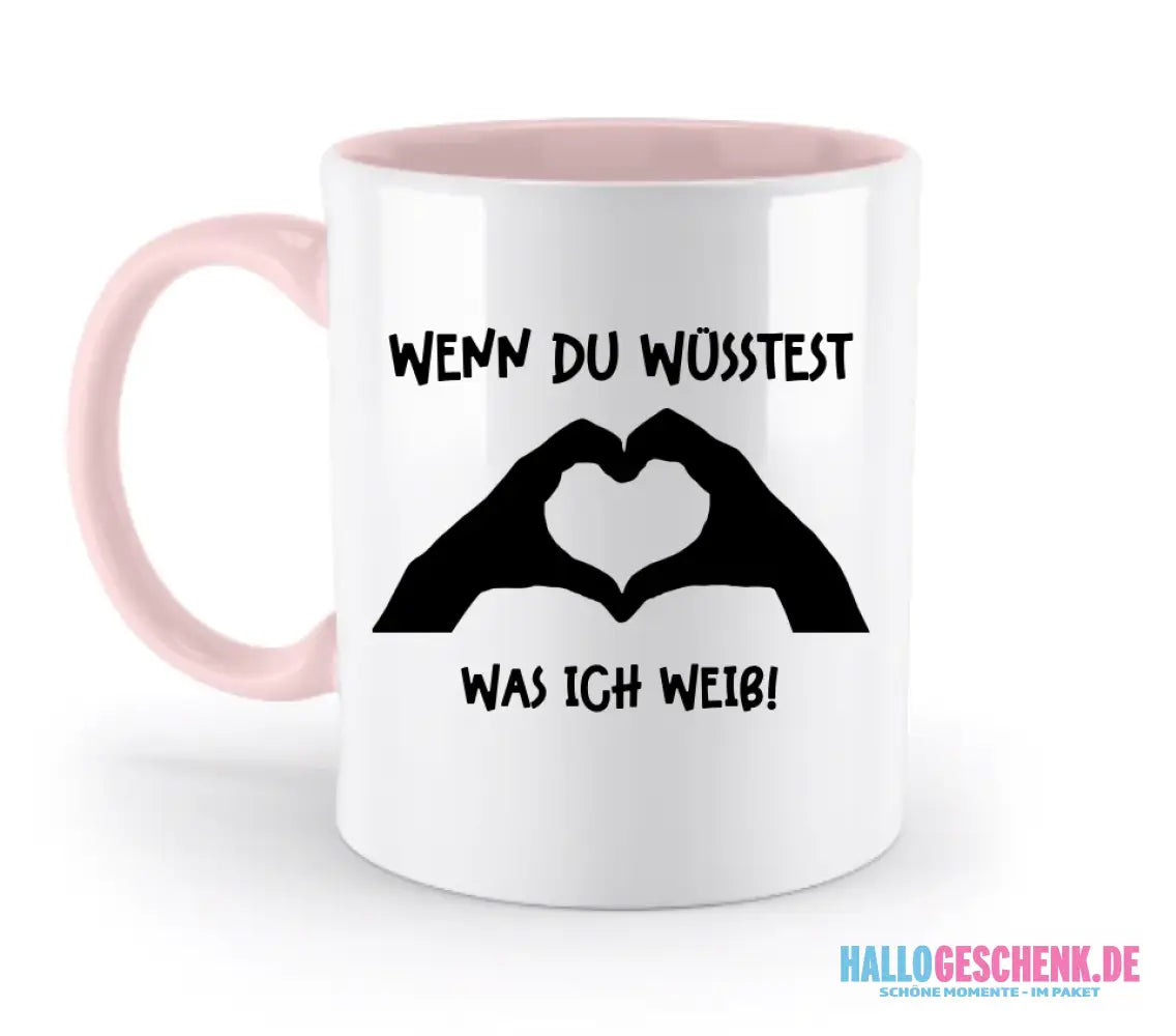 Keine Frage, ich liebe Dich auch! • Hände • personalisierter Text • zweifarbige Tasse 330ml mit farbigem Innendruck spülmaschinengeeignet