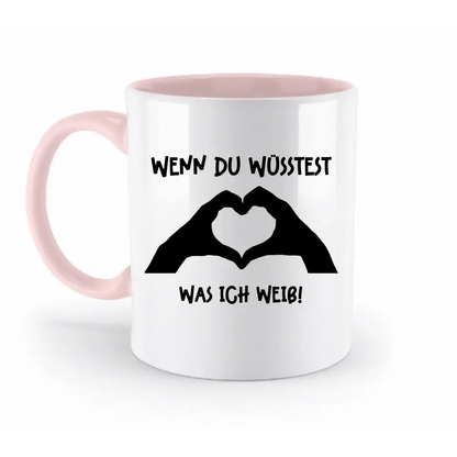 Keine Frage, ich liebe Dich auch! • Hände • personalisierter Text • zweifarbige Tasse 330ml mit farbigem Innendruck spülmaschinengeeignet