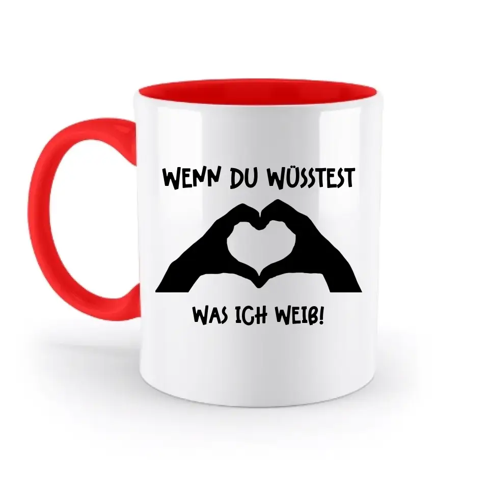 Keine Frage, ich liebe Dich auch! • Hände • personalisierter Text • zweifarbige Tasse 330ml mit farbigem Innendruck spülmaschinengeeignet
