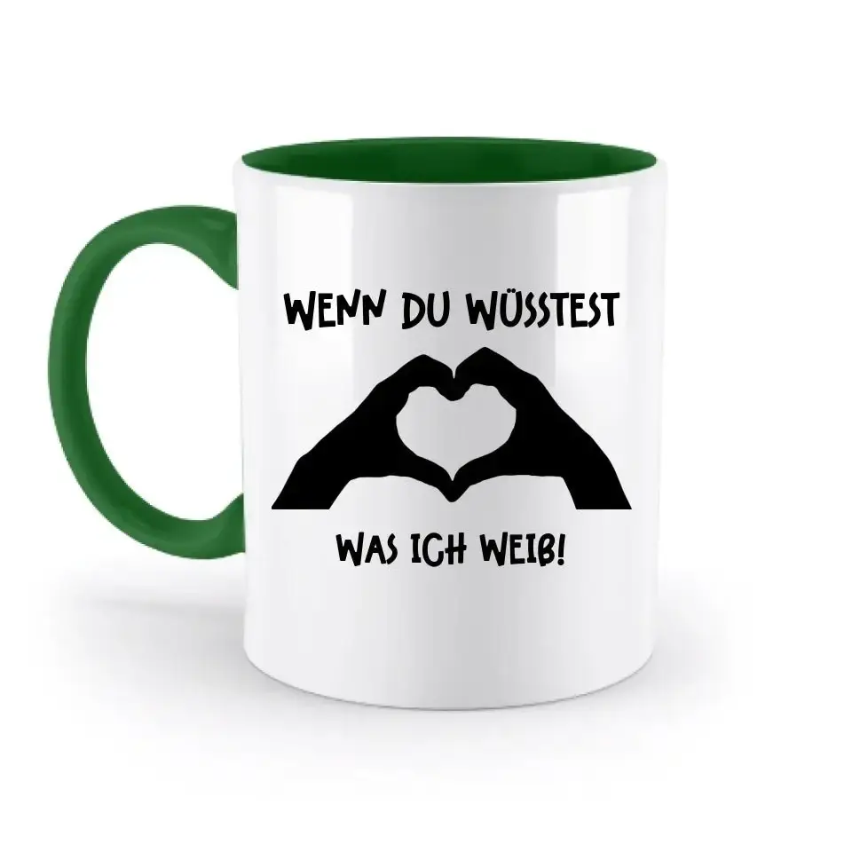 Keine Frage, ich liebe Dich auch! • Hände • personalisierter Text • zweifarbige Tasse 330ml mit farbigem Innendruck spülmaschinengeeignet