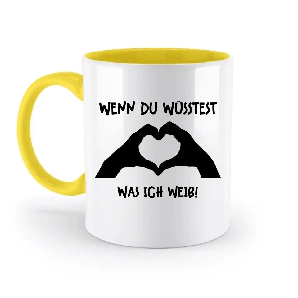 Keine Frage, ich liebe Dich auch! • Hände • personalisierter Text • zweifarbige Tasse 330ml mit farbigem Innendruck spülmaschinengeeignet