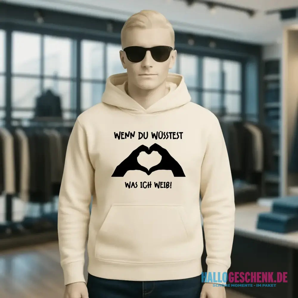 Keine Frage, ich liebe Dich auch! • Hände • personalisierter Text • Unisex Premium Hoodie XS-5XL aus Bio-Baumwolle für Damen & Herren • Exklusivdesign • personalisiert