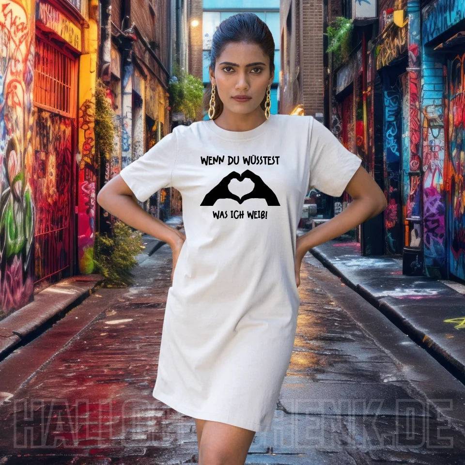 Keine Frage, ich liebe Dich auch! • Hände • personalisierter Text • Ladies Premium T-Shirt Kleid aus Bio-Baumwolle S-2XL • Exklusivdesign • personalisiert